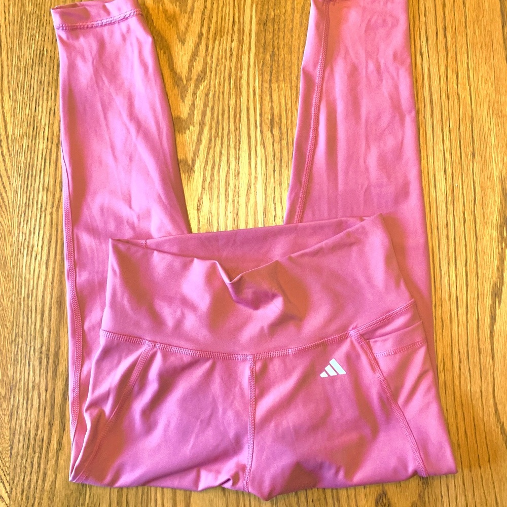 "Adidas 'Aeroready'" pink/peach leggings, Med, NWOT